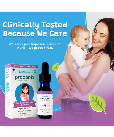 Humarian Probonix for Newborns and Infants 0-12 Months - High Bioavailability Liquid Probiotics - 8-Strain Baby Probiotic Drops for Gas Colic Lactose Intolerance & More - 40-Day Supply Grape Flavor - Buy Online on GoSupps.com