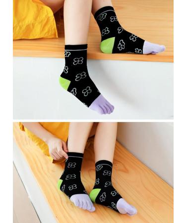 Buy Women's Cotton Toe Socks 5 Finger Sneakers Socks for Sports & Leisure Breathable & Colorful - 4/5 Pairs Multicolored - Buy Online on GoSupps.com