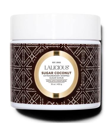 LALICIOUS Sugar Coconut Sugar Scrub Exfoliating Body Scrub Moisturizing Extraordinary Whipped Body Exfoliator Gentle Exfoliating Body Scrubber Exfoliator for Radiant Skin No Parabens - 16oz