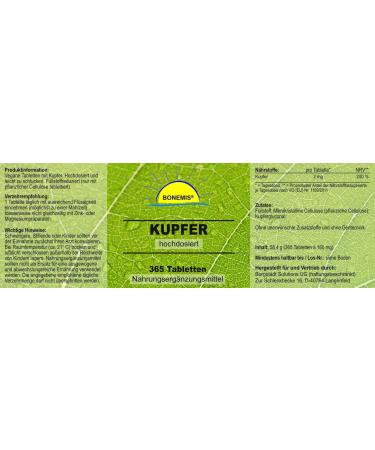 Buy Bonemis Copper Gluconate - High Dose 365 Vegan Tablets No Additives - International Shipping Available - Buy Online on GoSupps.com
