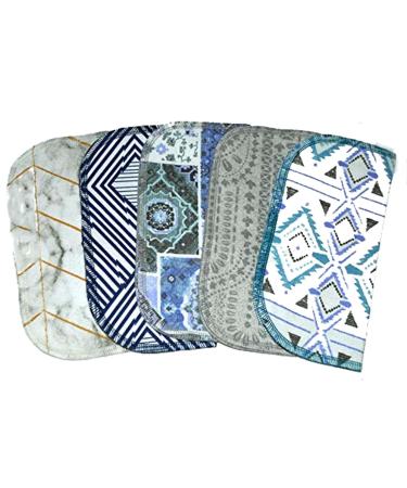 2 Ply Moroccan Tile Flannel Washable Kids Lunchbox Napkins 8x8 inches 5 Pack - Little Wipes (R) Flannel