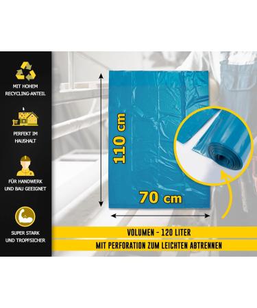 Buy 120L Blue Garbage Bags - 10 Pack | Extra Tearproof & Large Waste Bags - 70 LDPE - Ideal for Heavy-Duty Trash Solutions - Buy Online on GoSupps.com