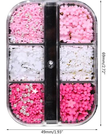 6 Grids Flower Nail Parts Decoration Mixed Steel Beads Gems Charms Floral Steel Beads Manicure Decoration Accessories Flower Nail Charms for Women - Buy Online on GoSupps.com