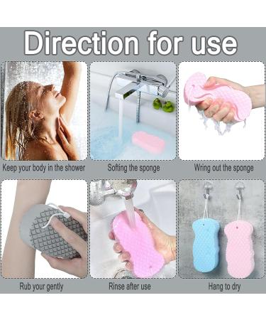 4Pcs Ultra Soft Exfoliating Bath Sponge Set with Sticky Hooks - For Men, Women, Adults, and Children - Reusable Dead Skin Remover - Buy Online on GoSupps.com