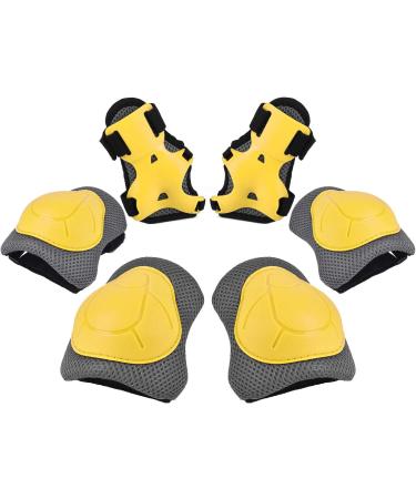 Kids/Youth Knee Pad Elbow Wrist Pads Guards Protective Gear Set for Roller Skates Medium 01-Yellow/Grey
