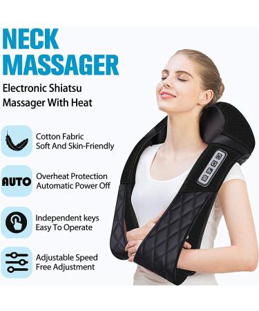 Electric Neck Massager with Heat - Shiatsu Shoulder Back Massage Pillow for Deep Tissue Relief, Gifts for Mom/Dad - Black - Buy Online on GoSupps.com