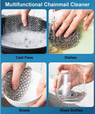 SUJAYU 7 Inch Cast Iron Cleaner - Stainless Steel Chainmail Scrubber for Seasoning Protection | Cookware Accessories - Buy Online on GoSupps.com
