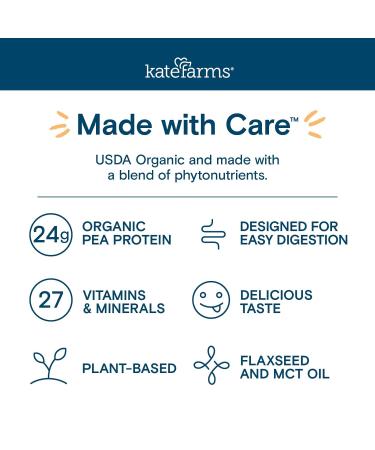KATE FARMS Organic Adult Peptide 1.5 Formula - Hydrolyzed Plant-Based Nutrition for Oral & Tube Feeding | 12 Pack - 11 Fl Oz Each | Ideal for International Shipping - Buy Online on GoSupps.com