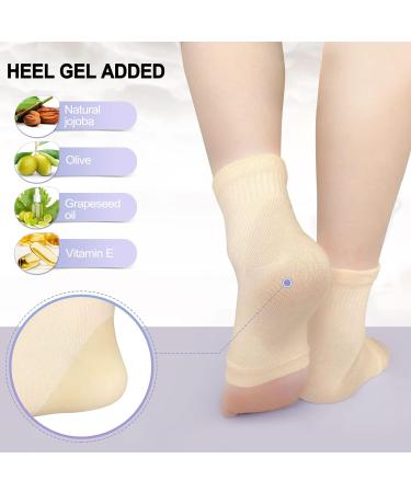Migliore Wear Moisturizing Gel Heel Socks - 2 Pairs, Open Toe, Jojoba & Olive, Vitamin Infused for Dry Cracked Heels - Unisex, Beige Sand - Buy Online on GoSupps.com