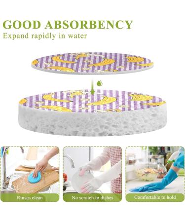 3-Pack Cleaning Kitchen Sponges Oval Banana Stripes Kitchen Cellulose Dishwashing Wood Pulp Cotton - Buy Online on GoSupps.com