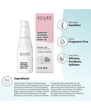 Acure Blue Tansy Night Oil - Soothing Skin Relief (1 fl oz) - Buy Online on GoSupps.com