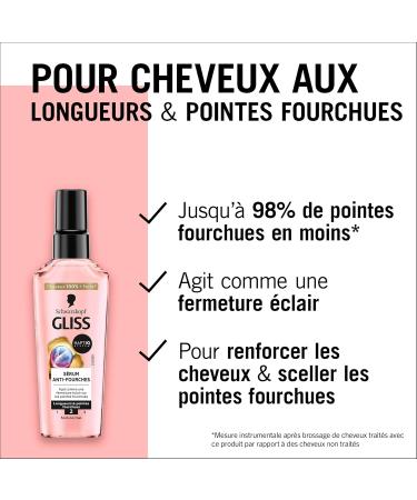 Schwarzkopf - GLISS - Anti-Split Ends Serum - Strengthens Hair Structure - Provides Resistance & Nutrition - Haptiq System - Lengths & Split Ends - 100% Stronger Hair - Normal Care - 75ml - Buy Online on GoSupps.com