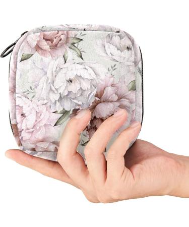 Peony Flower Menstrual Cup & Pad Storage Bag - White Pink, Portable Period Kit Pouch - Color 15 - Buy Online on GoSupps.com