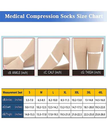 Thigh High 20-32 mmHg Compression Stockings - Toeless Socks for Men & Women - Silicone Dot Band - Beige Large (1 Pair) - Buy Online on GoSupps.com
