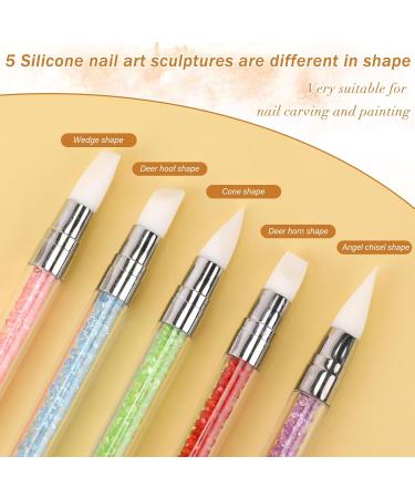 5-Piece Nail Art Dotting Tools Set - Silicone Brushes for DIY Nail Design & Manicure - Buy Online on GoSupps.com