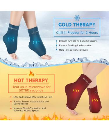 Ankle Foot Ice Pack Wrap - Reusable Gel Hot/Cold Therapy for Achilles Tendonitis, Plantar Fasciitis, Sprains - Flexible Cold Pack for Swelling & Post-Surgery Recovery - Large (1 Pack) - Buy Online on GoSupps.com