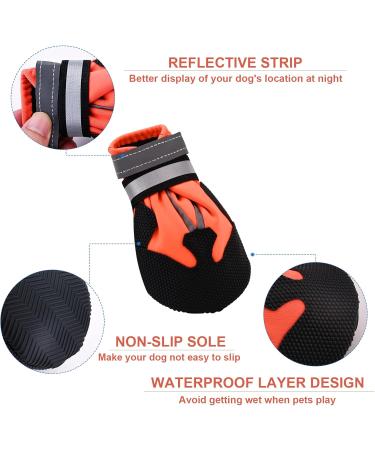 Waterproof Dog Shoes for Small & Medium Dogs | 4-Piece Anti-Slip Outdoor Paw Protectors - Reflective Straps (Orange XL) - Buy Online on GoSupps.com