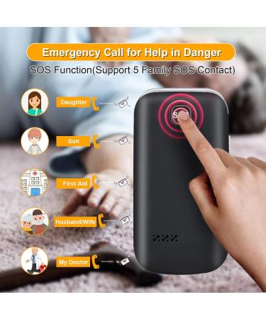 TOKVIA Unlocked Mobile Phone for Elderly with Big Buttons and SOS Button | Senior Flip Phone with Large Numbers | Dual Display 2.4 + 1.77 inches | T221 Black - Buy Online on GoSupps.com