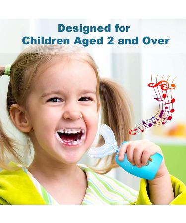 Sunartec Kids Musical Electric Toothbrush | U-Shaped 360 Automatic Toothbrush for Kids 2-10 Years | Rechargeable, 3 Modes, 2 Replacement Bristles | Toddlers Teeth Whitening | Blue - Buy Online on GoSupps.com