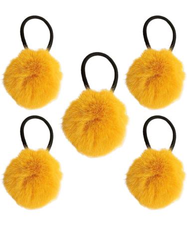 scyca Hair Bobbles Ponytail Holder with Ball - Colourful Pompom Hair Bobbles for Women | Fashionable Hair Ties for Women and Girls Versatile Ponytail Holder for Dating Parties Turmeric - Buy Online on GoSupps.com
