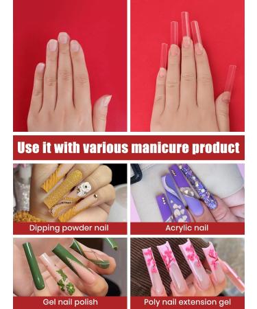 Kalolary Clear Extra Long C Curved False Nail Tips 400p Extra Long Nail Tips C/U Curve Half Cover False Nails French False Nail Tips with Box - Buy Online on GoSupps.com