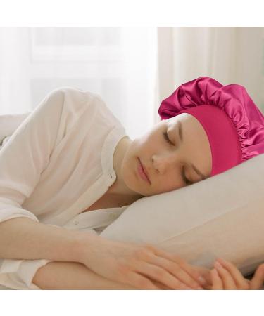 MELTU 1 Pack Hair Bonnet for Sleeping Satin Bonnet with Wide Elastic Band Silk Hair Wrap for Sleeping Soft Sleep Cap Purple - Buy Online on GoSupps.com