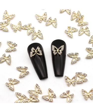 JERCLITY 30-Piece 3D Gold & Silver Butterfly Nail Charms with Clear Rhinestones - Metal Butterfly Nail Studs & Jewels for Nails - Buy Online on GoSupps.com