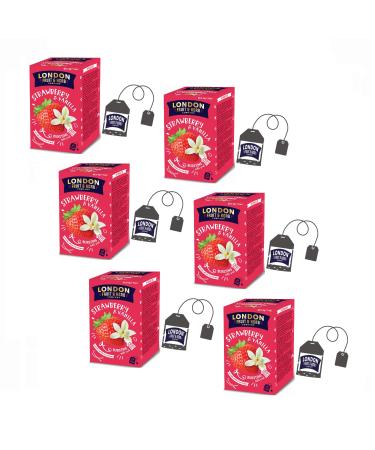 LONDON FRUIT & HERB COMPANY London Fruit | Strawberry and Vanilla Infusion | Hibiscus Strawberry Vanilla Infusion Single-Use Bags - 6 x 20 Filters (240g) | Caffeine-Free Herbal Tea