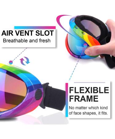 Rngeo Ski Goggles Pack of 2 for Kids, Boys, Girls, Youth, Men - Black Multicolor/Rainbow - Buy Online on GoSupps.com