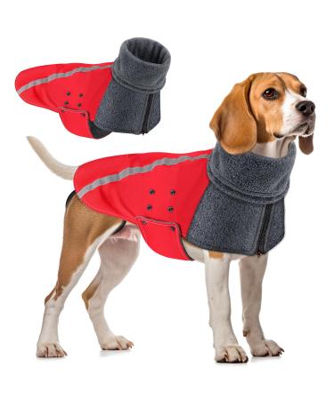 Slowton winter coat for dogs warm lining made of polar fleece outer jacket for dogs with turtleneck scarf.