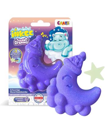 INKEE Foamy Moon Sweet Dream Bubble Bath Ball 60 Grams for Kids with Surprise Lavender & Chamomile Oil (Purple & Blue)