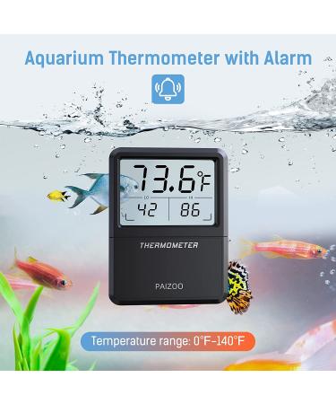 PAIZOO 5S Touch Screen Aquarium Thermometer - Accurate Temperature Sensor for Fish Tanks - Energy-Saving Display - Stick-on Glass Container Thermometer - Black - Buy Online on GoSupps.com