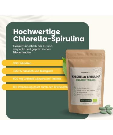 Cupplement Spirulina Chlorella Tablets 500 mg Organic 300 Tablets Algae Energy & Detox Superfood Hawaii Hawaii Solopack - Buy Online on GoSupps.com