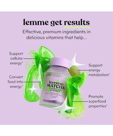 Lemme Matcha Superfood Energy Gummies with Organic Matcha Green Tea, Vitamin B12 & CoQ10 - Vegan, Gluten Free, Non GMO (60 Count) - Buy Online on GoSupps.com