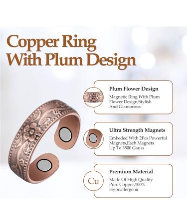 Jecanori Lymph Drainage Magnetic Bracelets and Rings - Copper Magnetic Jewelry Set for Women | Strong 3500 Gauss Magnets | Adjustable Size | Gift Box Included - Buy Online on GoSupps.com