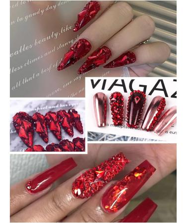 3120 Pcs Red Nail Art Rhinestones Gems - Mixed Shape Crystal Jewel Kit for Nails, Face Decor - EBANKU - Buy Online on GoSupps.com