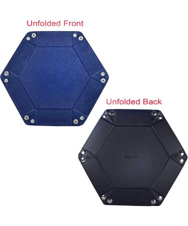 RNK Gaming Folding Hexagon Dice Tray - PU Leather and Blue Velvet for DND Dice Rolling Games - Buy Online on GoSupps.com
