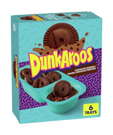 Dunkaroos Chocolate Cookies & Double Chocolate Frosting 6 Pack (includes 1 box of 6 individual packages) Classic Retro Vintage Snack Pack Value Bundle PLUS Bonus Big Maple Trivia Cards to Enjoy While Snacking at Home School Office or with Friends Family