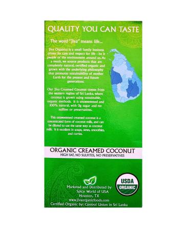 Jiva Organics Organic Creamed Coconut 7 oz | Pure & Creamy Coconut Delight - Buy Online on GoSupps.com