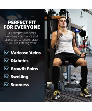 ISEASOO Copper Compression Socks 3 Pairs - 20-30mmHg Circulation - Medical Grade for Men & Women - Running, Athletic, Nursing - Black, Large-X-Large - Buy Online on GoSupps.com