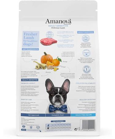 Amanova Dry Food for Medium or Large Adult Dogs with Sensitive Skin or Hair Lamb Flavor - 100% Natural Hypoallergenic and Monoprotein - Grain Free (2 Kg) - Buy Online on GoSupps.com