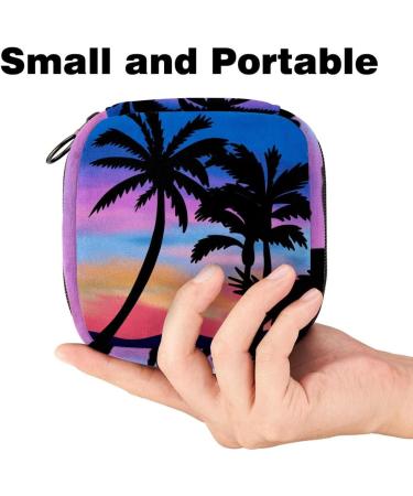 Beach Sunset Palm Portable Menstrual Cup & Pad Storage Bag for Women & Teens - Zippered Design - Buy Online on GoSupps.com