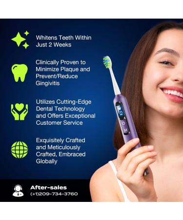 7AM2M Electric Toothbrush for Adults & Teens - LED Screen 5 Modes 90-Day Charge 8 Brush Heads - Purple - Buy Online on GoSupps.com
