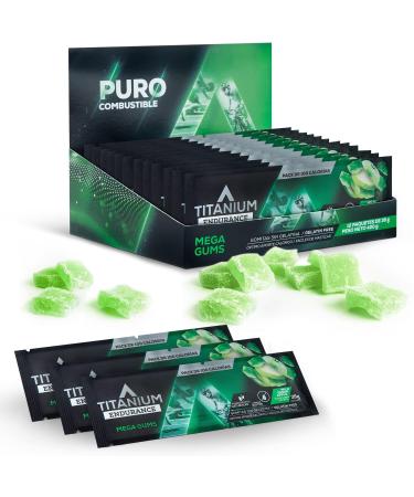 TITANIUM Energy Chews for Running Cycling - Plant-Based Natural Endurance Energy Gummies to Re Fuel - Energy Supplements - Preworkout Snack Bloks - Faster Than Energy Gels - No Caffeine - 12 Count Wild Green Apple