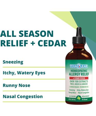 TexaClear Cedar Fever Allergy Relief Drops Homeopathic 4oz for Texas Zones 2 5 6 | All Season Relief & Drainage Remedies - Buy Online on GoSupps.com