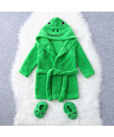 Soft Baby Bathrobe & Shoes Set | Terry Hooded Shower Coat for 0-6 Months | Comfortable Fleece Swimming Robe for Boys & Girls - Green - Buy Online on GoSupps.com