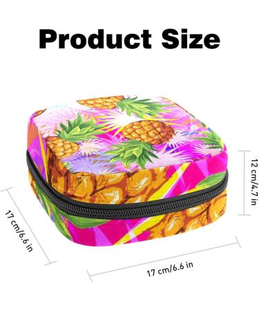 Buy Stylish Menstruation Pad Bag with Zipper - Tropical Pineapple & Palm Leaves Design | Women's Napkin & Tampon Bag - Buy Online on GoSupps.com