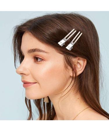 60 Pcs Double Prong Curl Clips - 1.8 Hair Setting Section Clips for Styling - Silver Pin Curl Clips for Salon & Barber - Buy Online on GoSupps.com