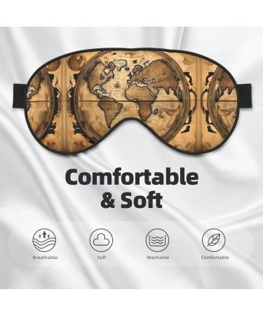 Ancient Map World Globe Print Unisex Sleep Mask | Double-Sided Eye Mask for Sound Sleep & Skin Care - Buy Online on GoSupps.com