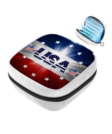 GIAPB Sanitary Napkin Storage Bag Period Bag Tampon Bag Makeup Bag Pad Pouch American Flag Picture Color404